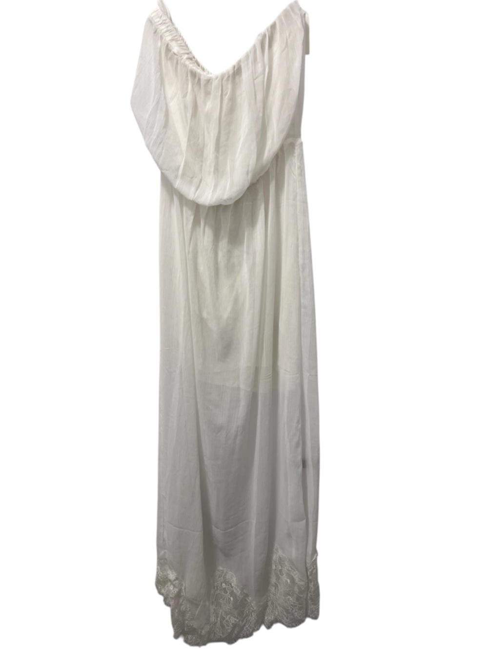 Flowy White Maxi Dress with Lace Hem